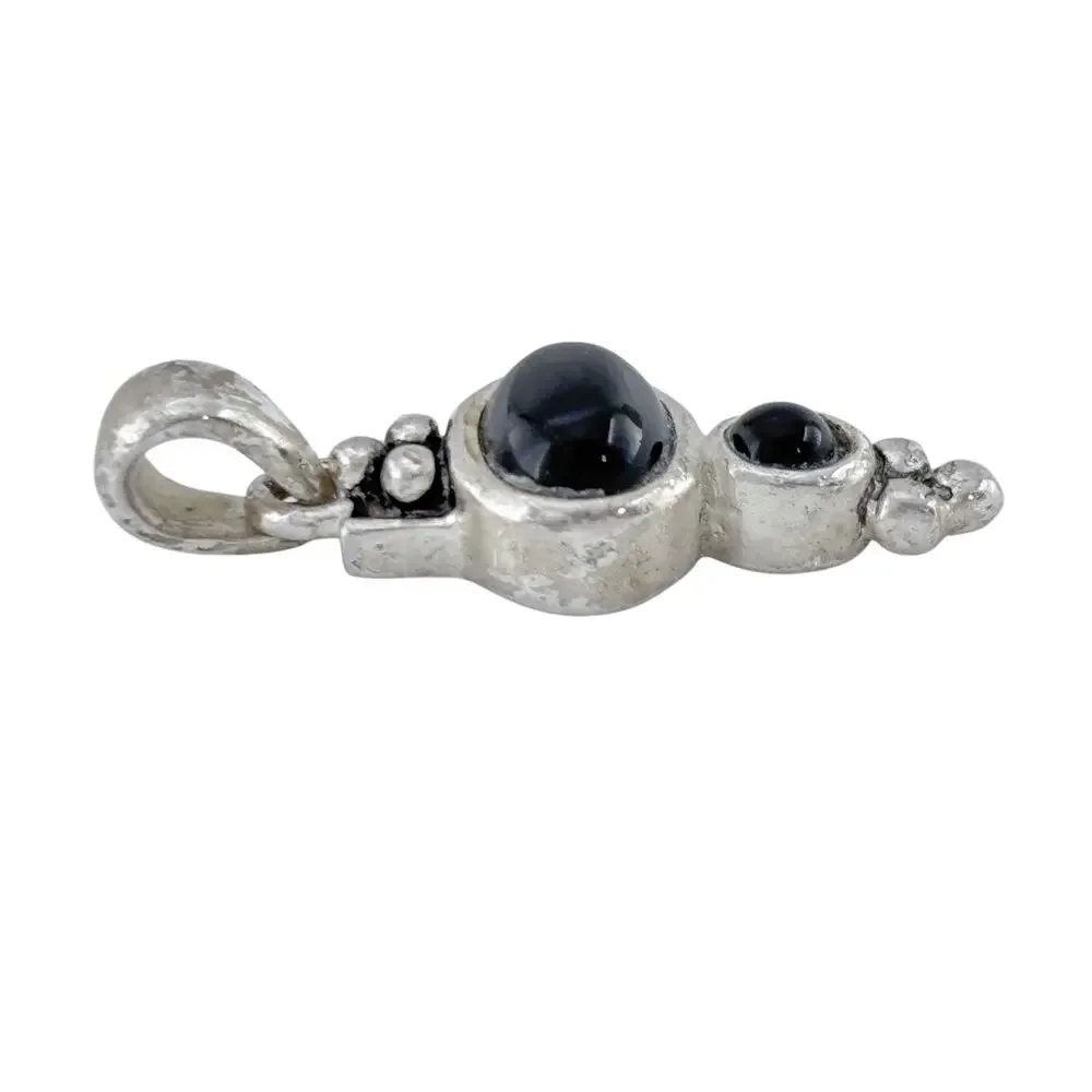 Vintage Sterling Silver 925 Onyx Hinge Pendant
